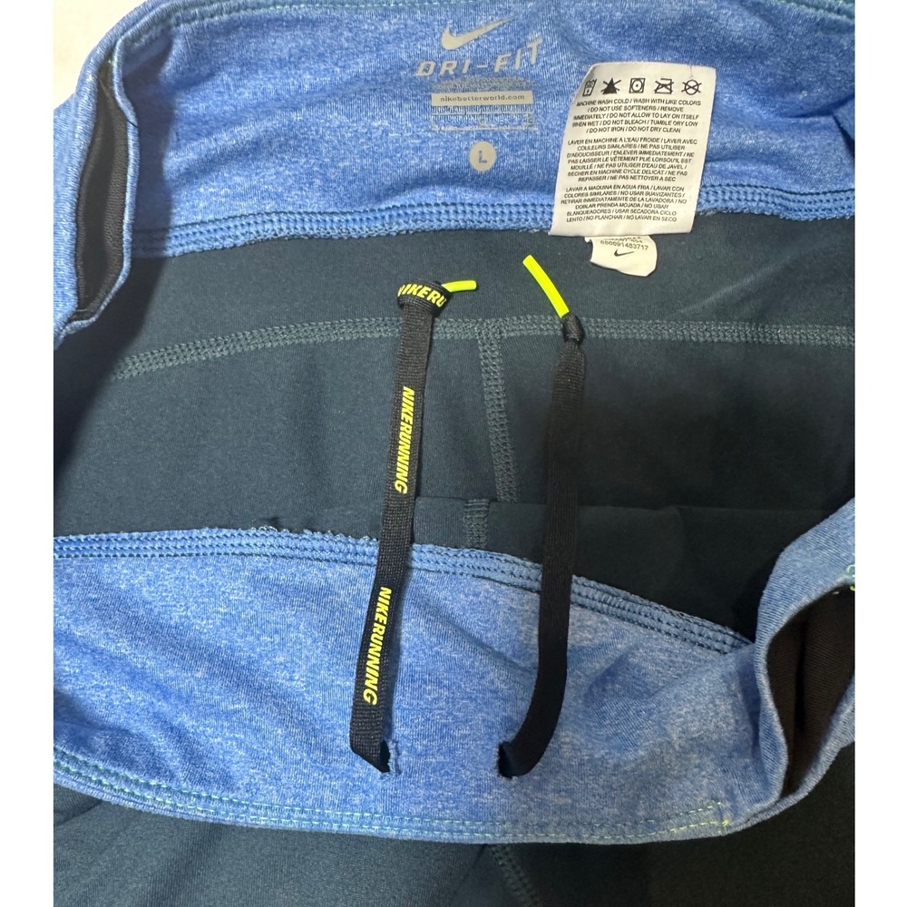 Nike Dri-FIT Running Leggings Women Large Blue Excellent Crop Zipper Pocket - Picture 8 of 14